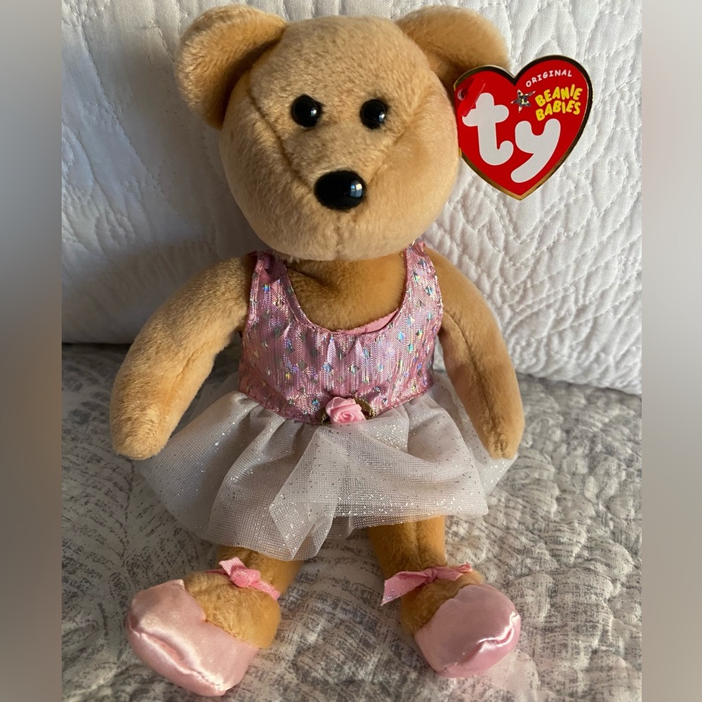 🩰 RETIRED TY BEANIE BABY BALLERINA BEAR “PRIMA”. RARE! MWMT! DATED 2005!
